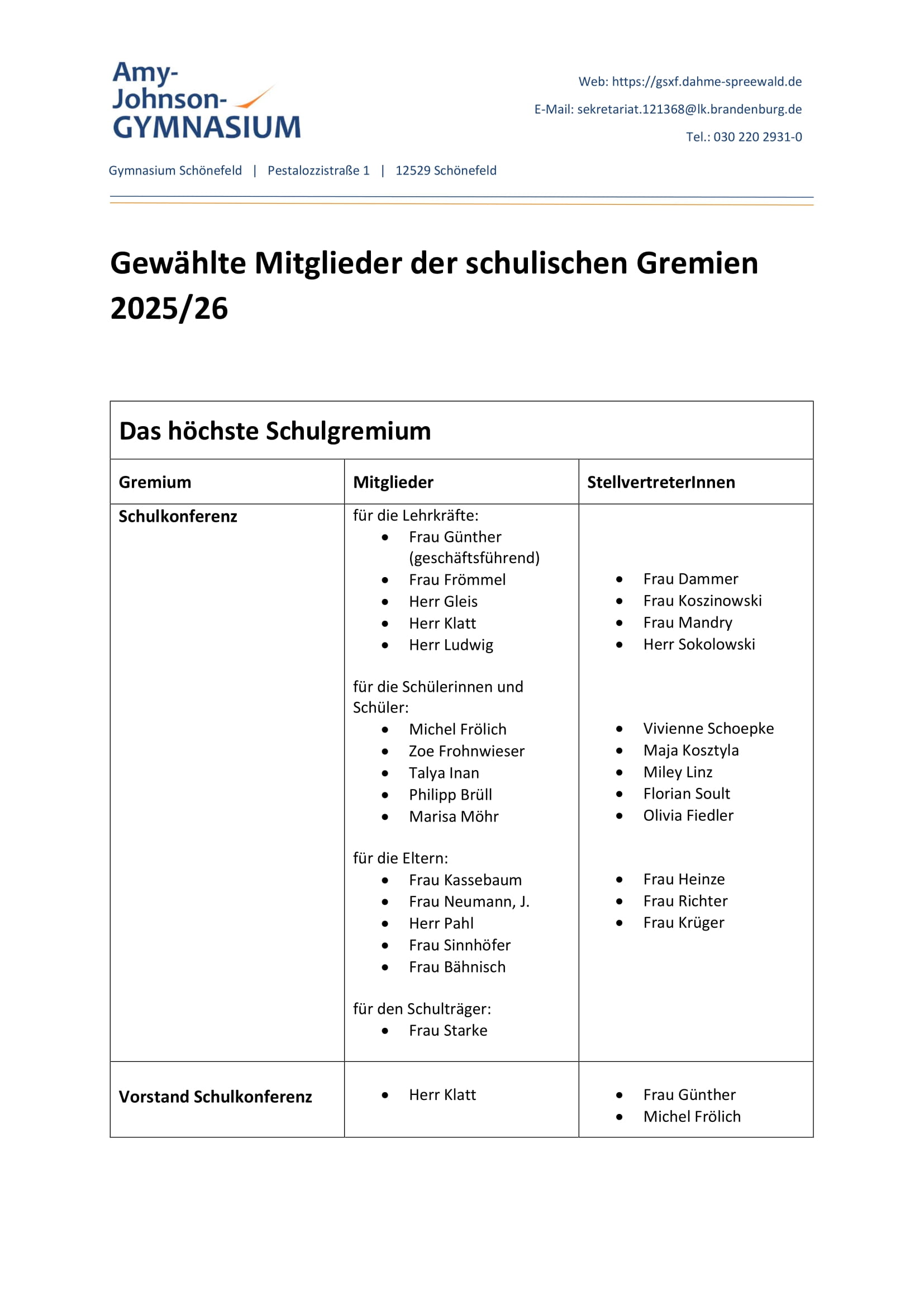 Schulkonferenz 2025-26